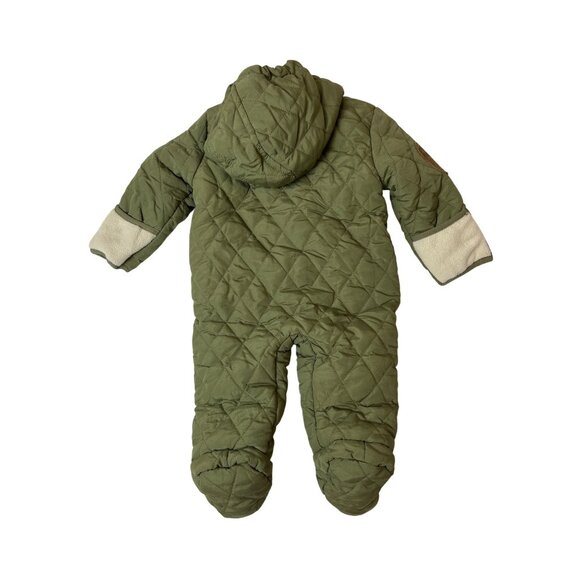 RuggedBear Baby Quilted Hooded Snowsuit Olive With Toggle Closure Sz 6-9 M - Picture 2 of 7